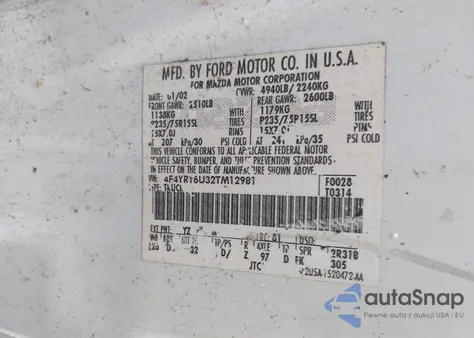 2002 Mazda B3000 Ds из США, поврежденный, VIN 4F4YR16U32TM12981